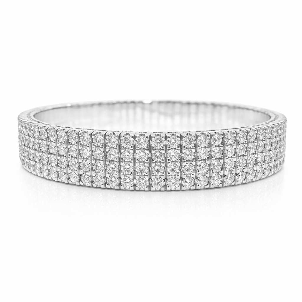 8.51 CT Diamond Bangle 18k White Gold