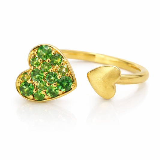 0.33CT Green Garnet Sapphire Ring 14k Yellow Gold