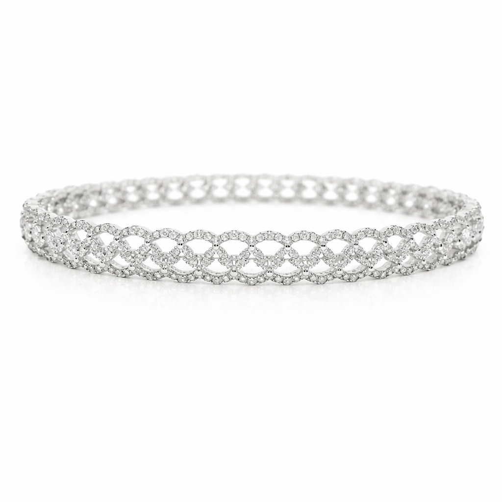 1.65CT Diamond Bangle 18k White Gold