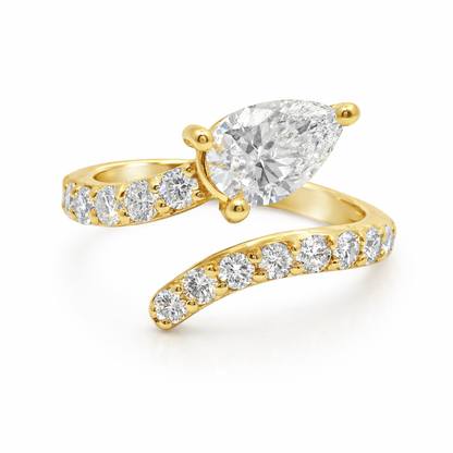 0.59CT Lab Diamond 0.74CT Lab Pear Shape Stone 14k Yellow Gold