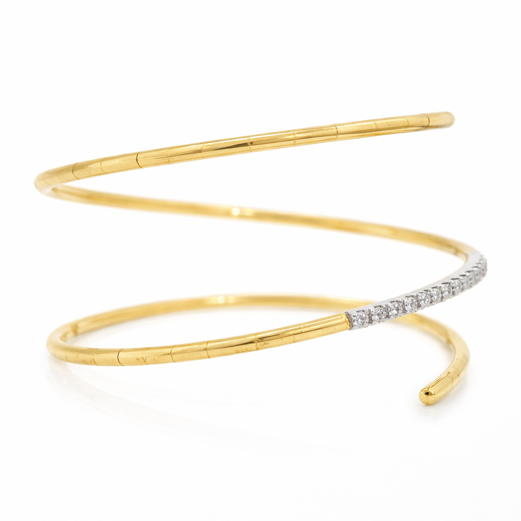 0.79CT Diamond Bangle 14k Yellow Gold