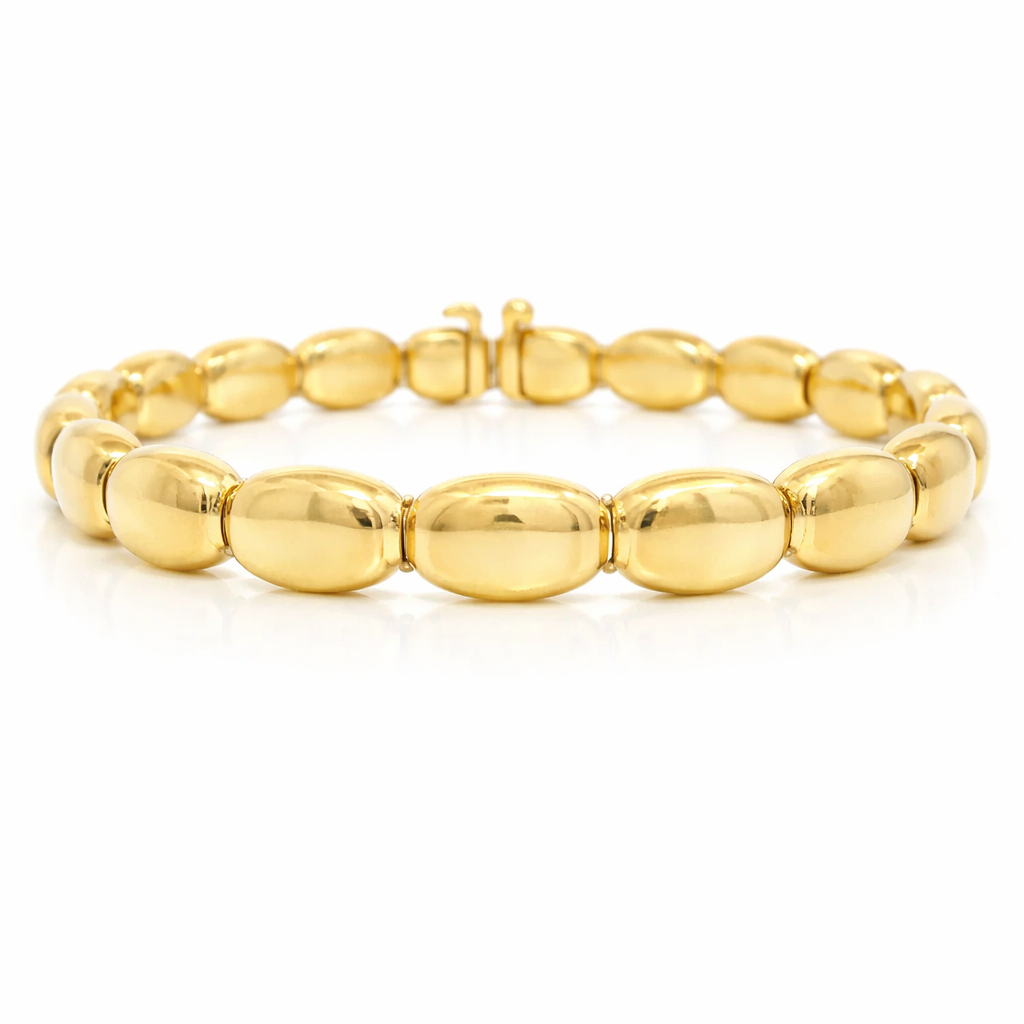 Plain Beaded 14k Yellow Gold Bracelet