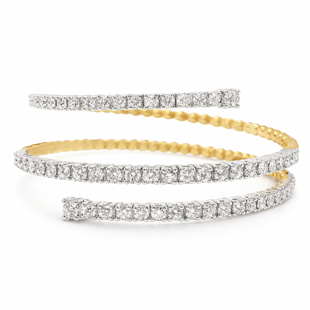 3.33CT Diamond Bangle 18k Yellow Gold