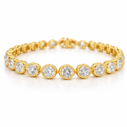 7.49CT Lab Diamond Bezel Bracelet 14k Yellow Gold