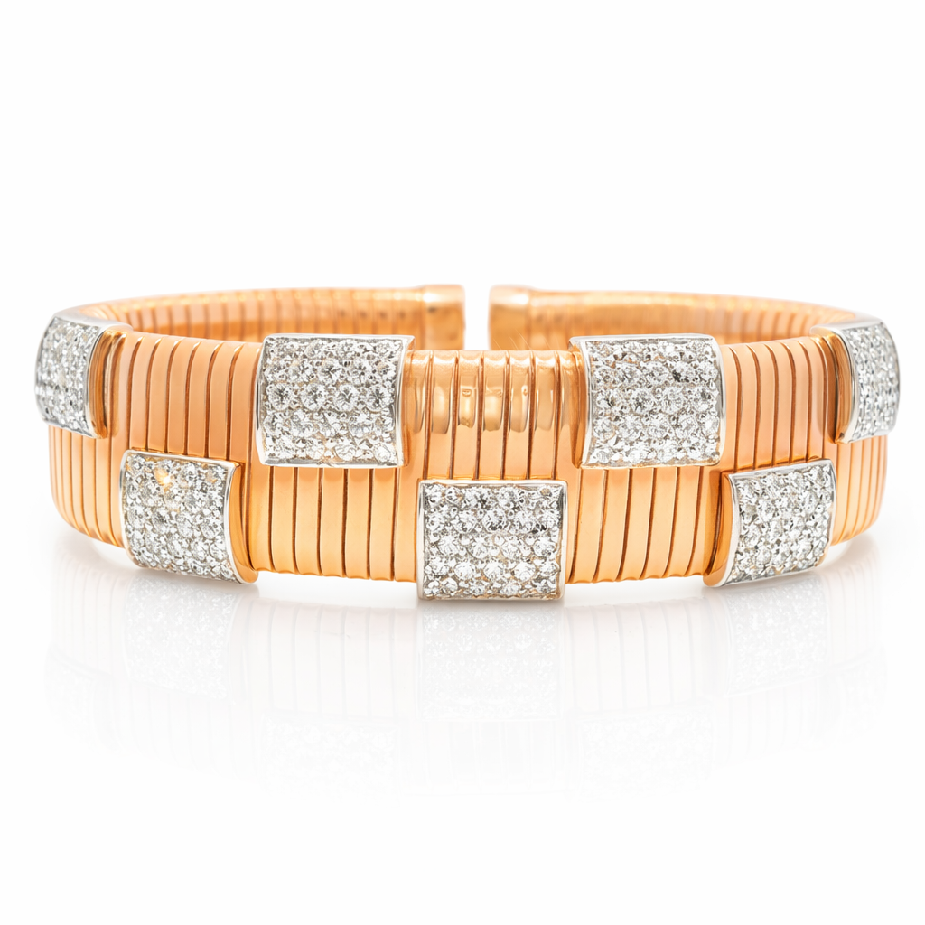 1.86CT Diamond Bangle 14k Rose Gold