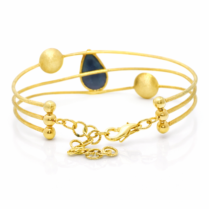 Blue Sapphire Fashion Bangle 14k Yellow Gold