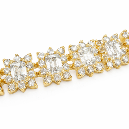 4.95CT Round 6.32CT Emerald Cut Lab Diamond Bracelet  14k Gold