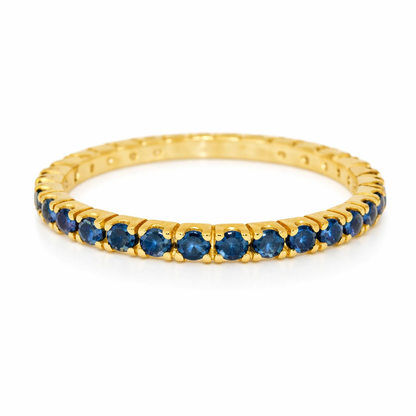0.25CT Diamond & 0.29CT Blue Sapphire Ring 18k Yellow Gold