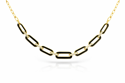 0.17CT Diamond Pendant with Black Enamel 14k Yellow Gold