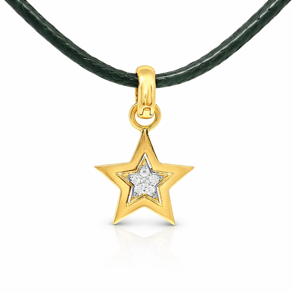 0.07CT Star Charm Pendant 18k Yellow Gold