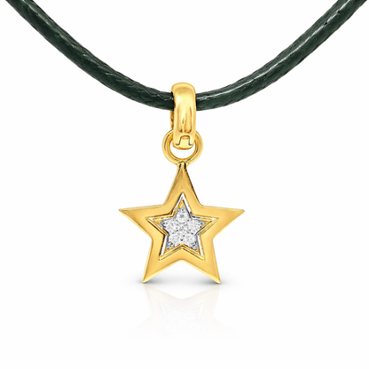 0.07CT Star Charm Pendant 18k Yellow Gold