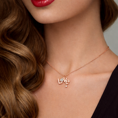 0.14CT Diamond Love Pendant 14k Rose Gold
