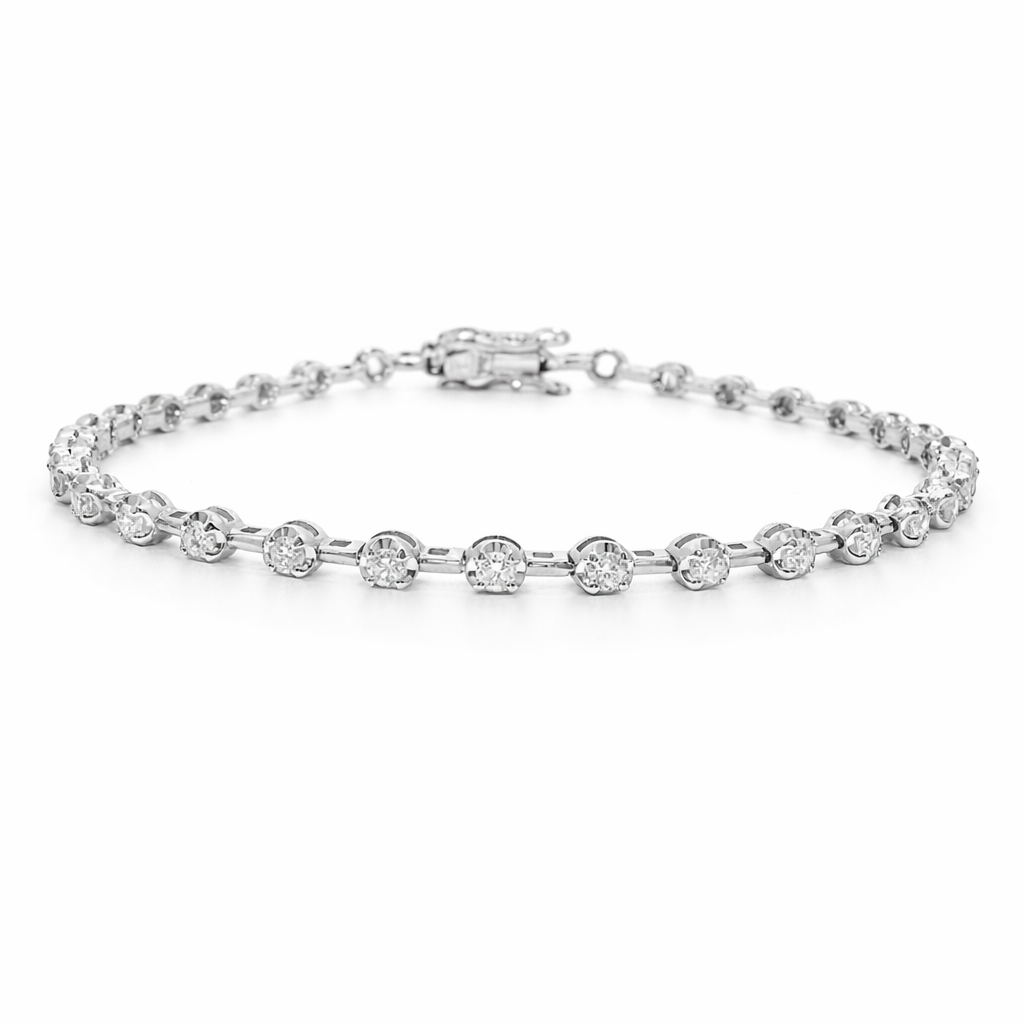 1.13CT Diamond Bracelet 14k White Gold