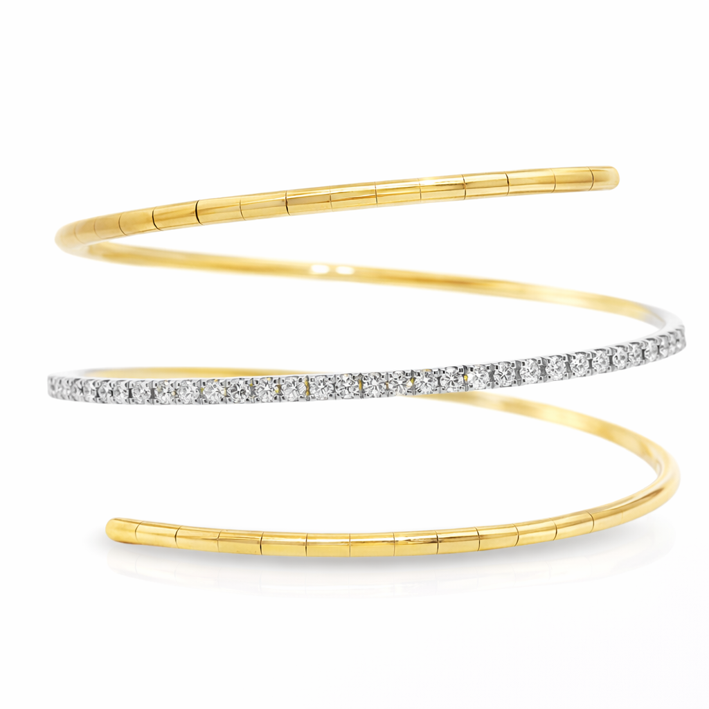 0.79CT Diamond Bangle 14k Yellow Gold