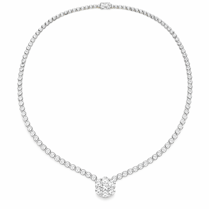 5.77CT Diamond Center Flower 14k White Gold Tennis Necklace