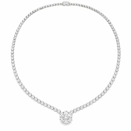 5.77CT Diamond Center Flower 14k White Gold Tennis Necklace