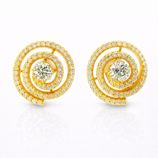 1.40CT Diamond 14k Yellow Gold Earring
