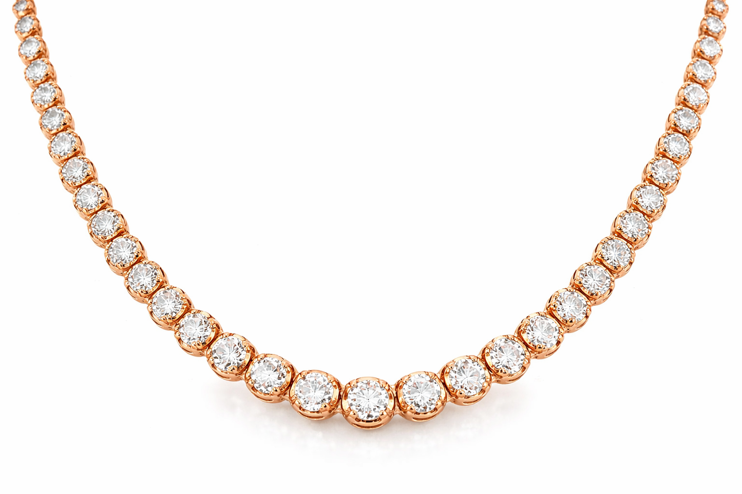3.35CT Diamond Buttercup Tennis Necklace 14k Rose Gold