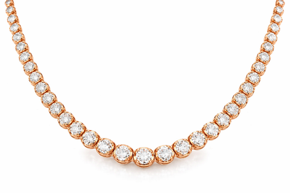 3.35CT Diamond Buttercup Tennis Necklace 14k Rose Gold