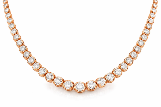 3.35CT Diamond Buttercup Tennis Necklace 14k Rose Gold