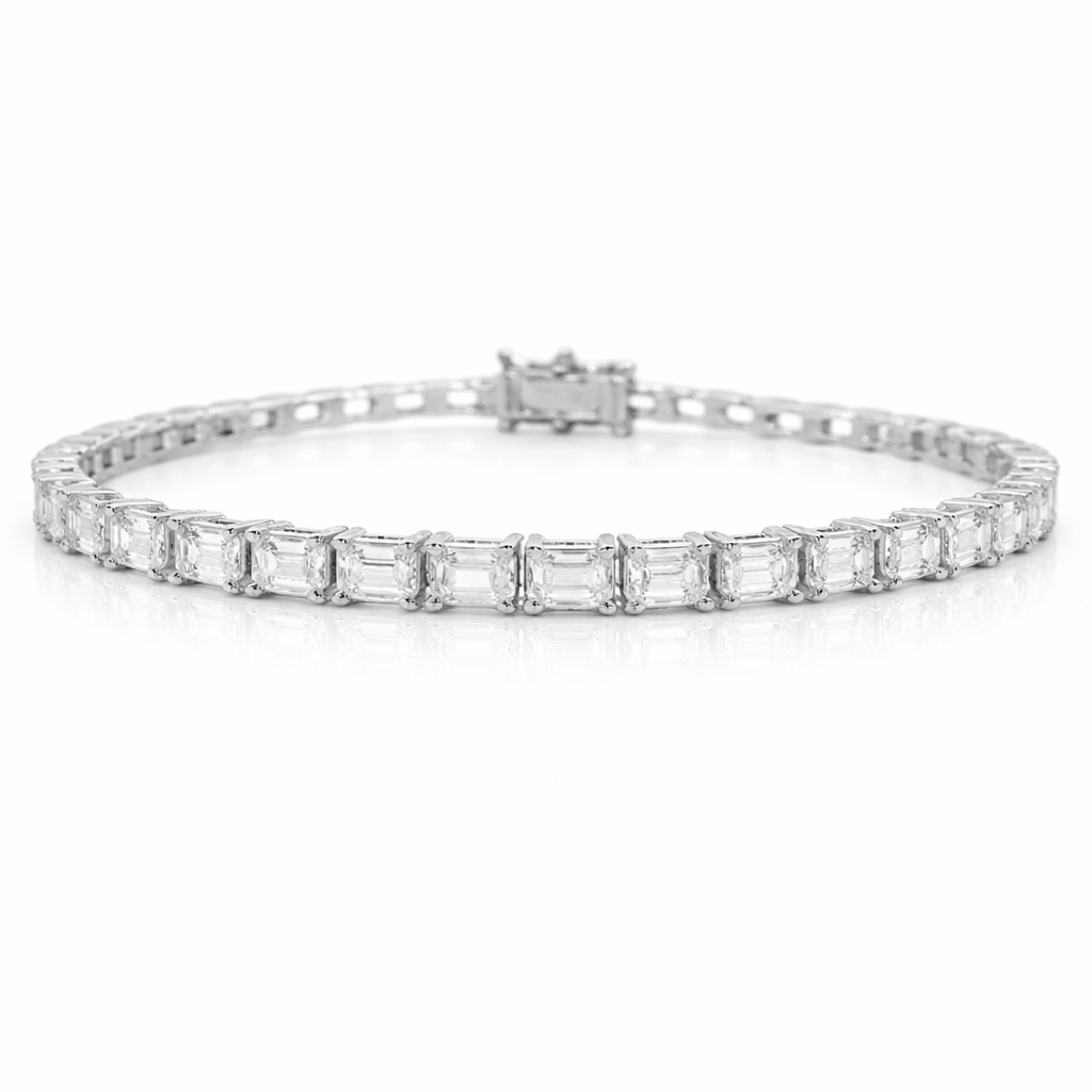 5.95CT Lab Diamond Emerald Cut Bracelet 14k Gold