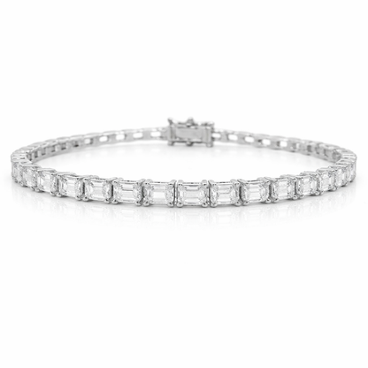 5.95CT Lab Diamond Emerald Cut Bracelet 14k Gold