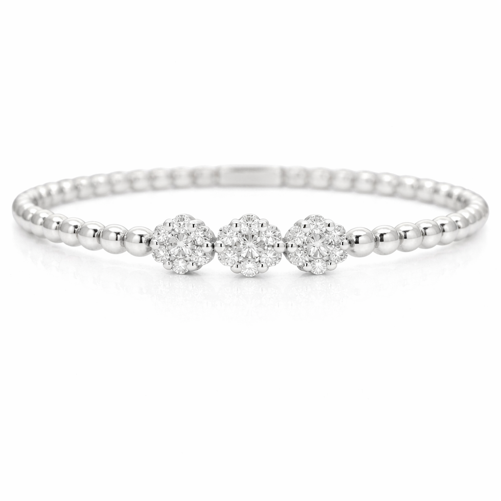 0.85CT Diamond Bangle 18k White Gold