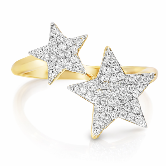 0.22CT Diamond Star Ring 14K Yellow Gold