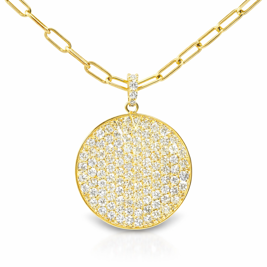 2.65CT Diamond Disc Pendant 14k Yellow Gold