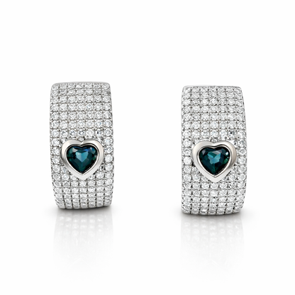 0.83CT Diamond with Blue Sapphire 14k White Gold Earring