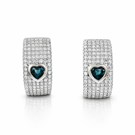 0.83CT Diamond with Blue Sapphire 14k White Gold Earring