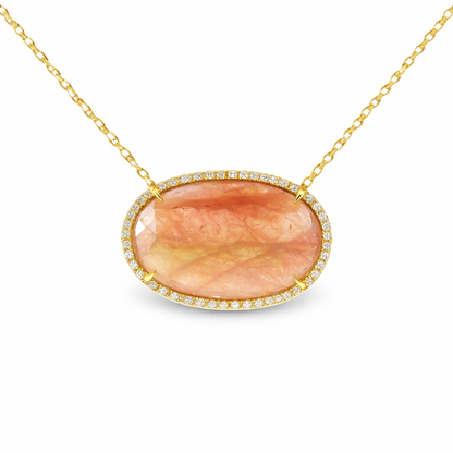 0.22CT Diamond with Sapphire 14k Yellow Gold Pendant