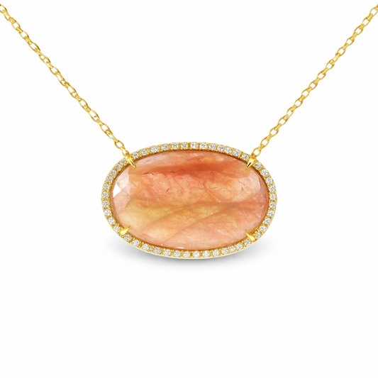 0.22CT Diamond with Sapphire 14k Yellow Gold Pendant