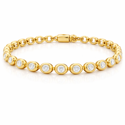 2.05CT Diamond Bezel Bracelet 14k Yellow Gold