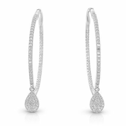 0.71CT Diamond Hoop Earrings 14k White Gold