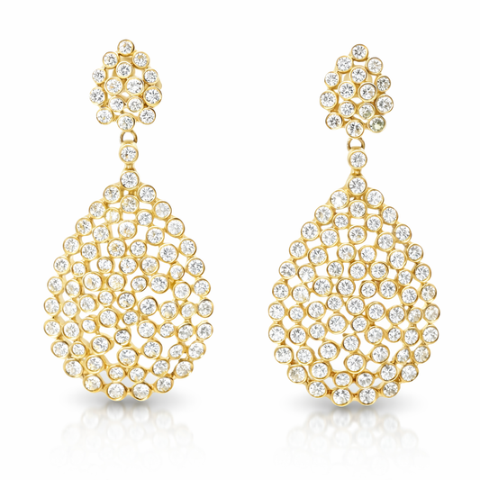 6.27CT Diamond 18k Yellow Gold Earring