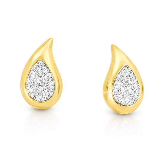 0.32CT Diamond  14k Yellow Gold Earring