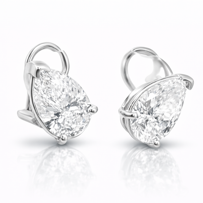 5.10CT Pear Shape Stud Earring 14k White Gold