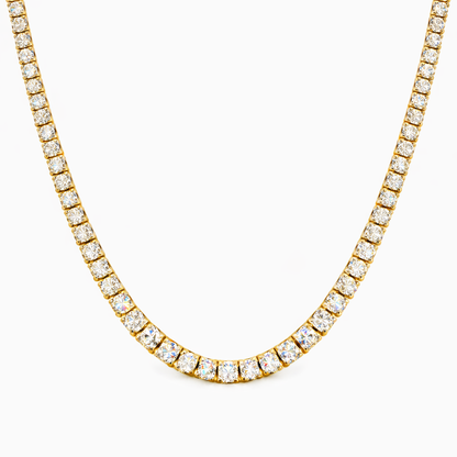 4.65CT Round Cut Diamond 4 Prong Tennis Necklace 14K Yellow Gold