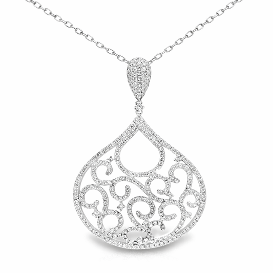 2.26CT Diamond Pendant 14k White Gold