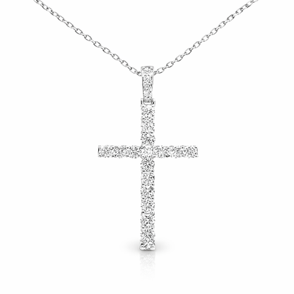 1.74CT Diamond Cross Pendant 14k White Gold