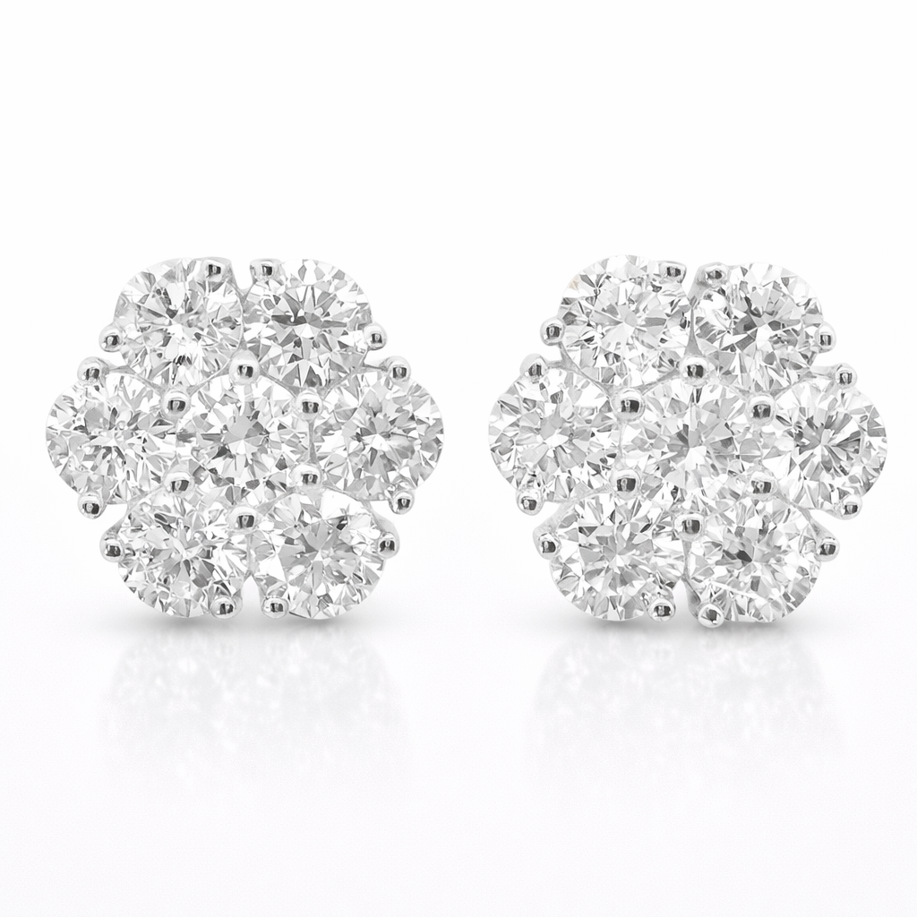 3.51CT Diamond Stud Earrings 14k White Gold