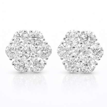 3.51CT Diamond Stud Earrings 14k White Gold