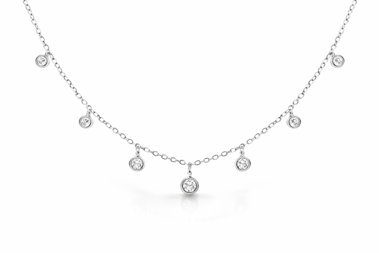 0.42CT  Diamond by The Yard Necklace 14k White Gold