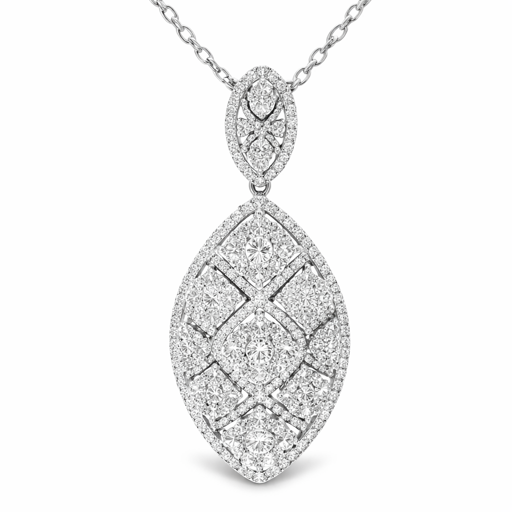 3.10CT Diamond Pendant 14K White Gold