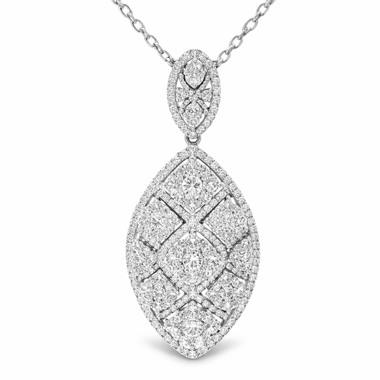 3.10CT Diamond Pendant 14K White Gold