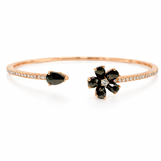 0.37CT Diamond & 1.11CT Black Diamond Bangle 18k Rose Gold
