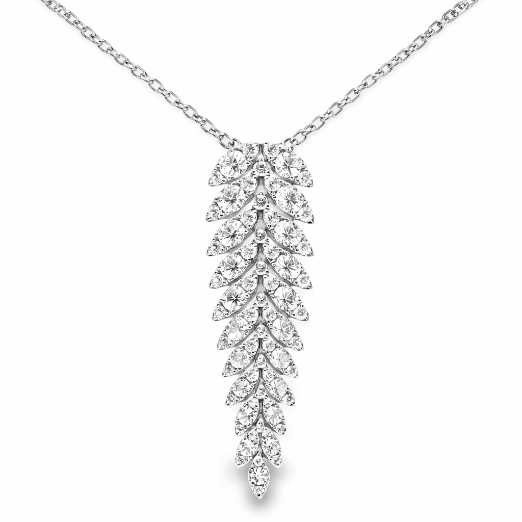 3.44CT Diamond Pendant 14k White Gold