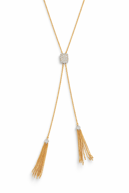 0.48CT Diamond Lariat Pendant 14k Rose Gold