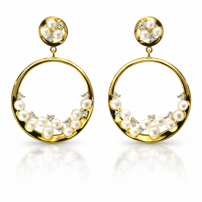 0.18CT Diamond  14k White Gold Pearl Earring